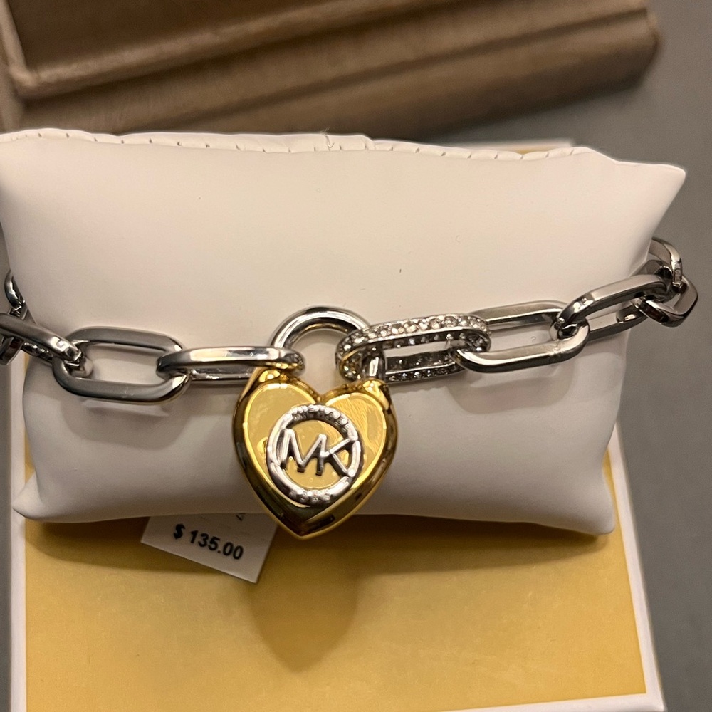 Michael Kors Two-Tone Heart Charm Bracelet
